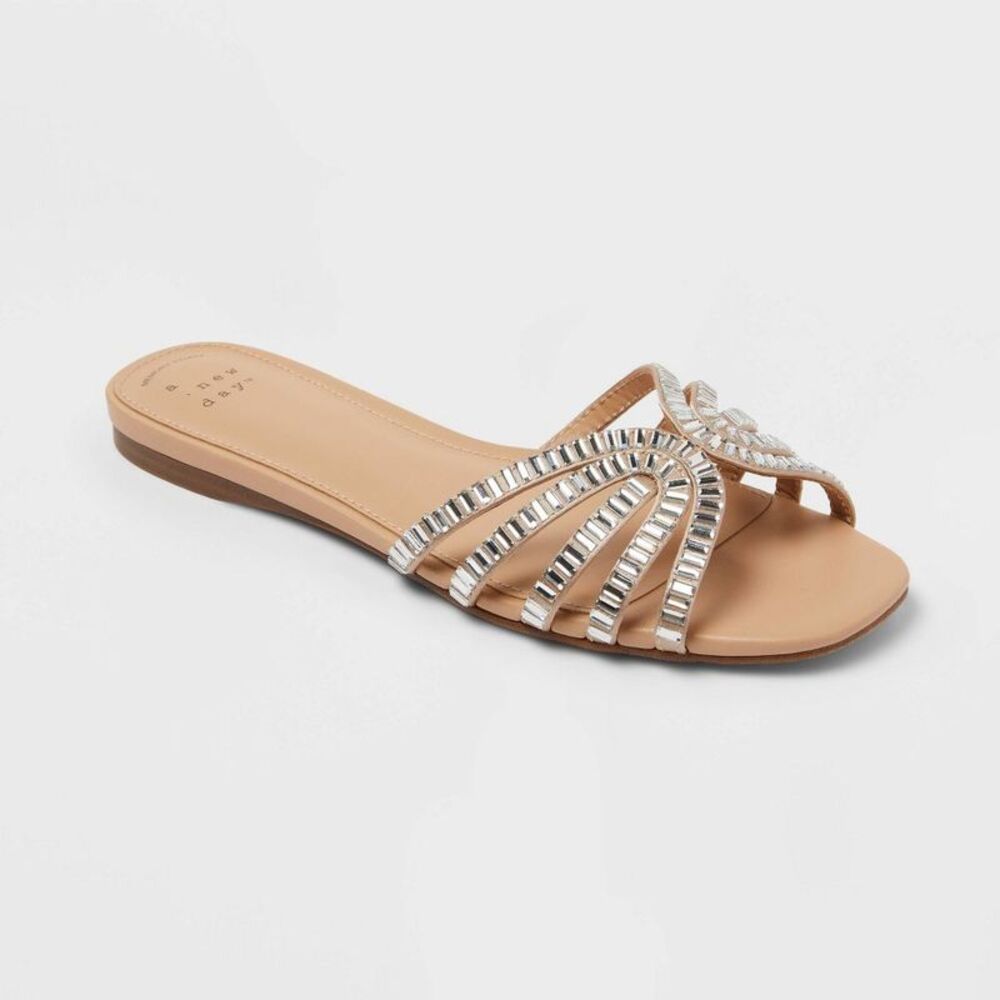 Women’s Mariana Sandals with Memory Foam Insole - A New Day Silver 8